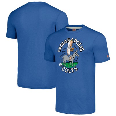 Unisex Indianapolis Colts NFL x Homage x Beavis and Butt-Head Royal Tri-Blend T-Shirt