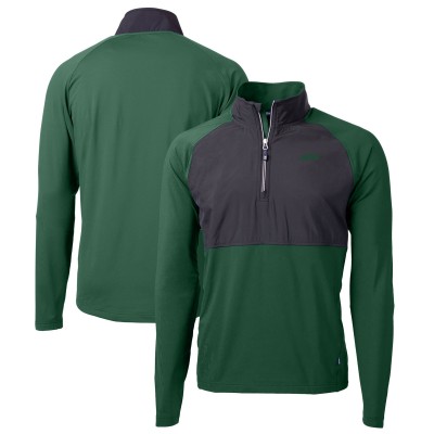 Кофта на короткой молнии New York Jets Cutter & Buck Primary Logo Adapt Eco Knit Hybrid Recycled Raglan - Hunter Green