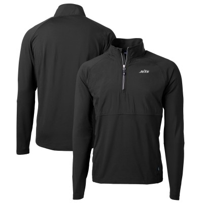 Кофта на короткой молнии New York Jets Cutter & Buck Monochromatic Logo Adapt Eco Knit Hybrid Recycled Raglan - Black