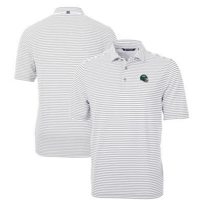Поло New York Jets Cutter & Buck Helmet Virtue Eco Pique Stripe Recycled - Gray