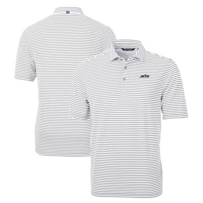 Поло New York Jets Cutter & Buck Monochromatic Logo Virtue Eco Pique Stripe Recycled - Gray