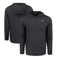 New York Jets Cutter & Buck Black Monochromatic Logo Coastline Epic Comfort Eco Recycled Long Sleeve Hoodie T-Shirt