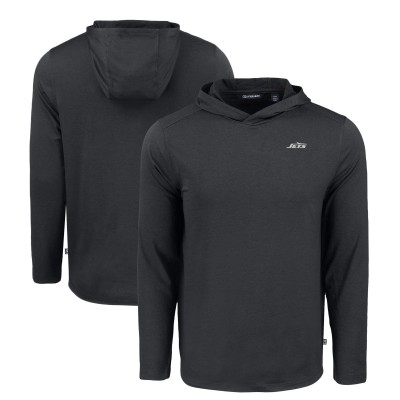 New York Jets Cutter & Buck Black Monochromatic Logo Coastline Epic Comfort Eco Recycled Long Sleeve Hoodie T-Shirt