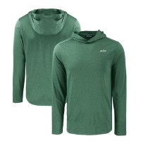 New York Jets Cutter & Buck Hunter Green Primary Logo Coastline Epic Comfort Eco Recycled Long Sleeve Hoodie T-Shirt