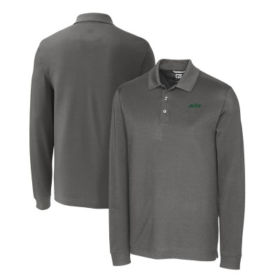 Поло с длинном рукавом New York Jets Cutter & Buck Primary Logo DryTec Advantage Tri-Blend Pique - Gray