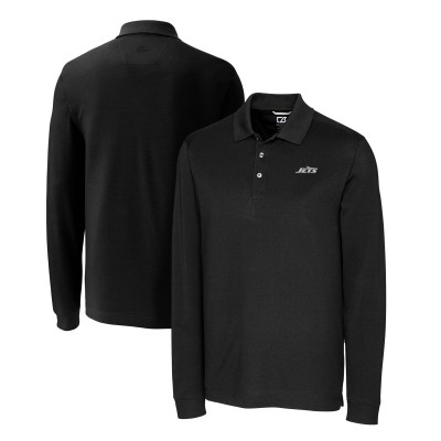 Поло с длинном рукавом New York Jets Cutter & Buck Monochromatic Logo DryTec Advantage Tri-Blend Pique - Black