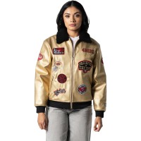 Unisex San Francisco 49ers The Wild Collective Gold Faux Leather Full-Zip Jacket