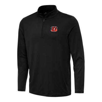 Cincinnati Bengals Antigua Black Reprocess Quarter-Zip Top