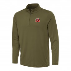 Cincinnati Bengals Antigua Olive Reprocess Quarter-Zip Top