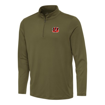 Cincinnati Bengals Antigua Olive Reprocess Quarter-Zip Top