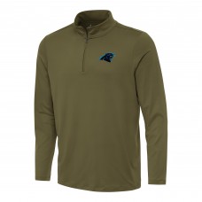 Carolina Panthers Antigua Olive Reprocess Quarter-Zip Top