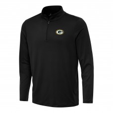 Green Bay Packers Antigua Black Reprocess Quarter-Zip Top