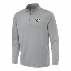Green Bay Packers Antigua Gray Reprocess Quarter-Zip Top