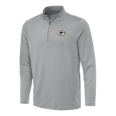 Green Bay Packers Antigua Gray Reprocess Quarter-Zip Top