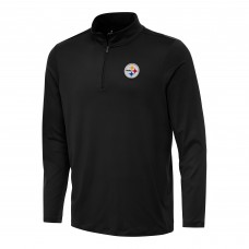 Pittsburgh Steelers Antigua Black Reprocess Quarter-Zip Top