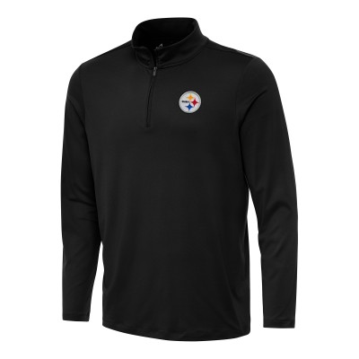Pittsburgh Steelers Antigua Black Reprocess Quarter-Zip Top