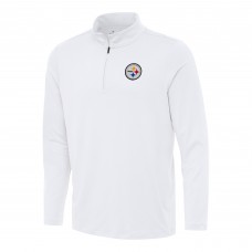 Pittsburgh Steelers Antigua White Reprocess Quarter-Zip Top