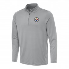 Pittsburgh Steelers Antigua Gray Reprocess Quarter-Zip Top