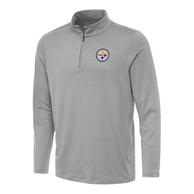 Pittsburgh Steelers Antigua Gray Reprocess Quarter-Zip Top