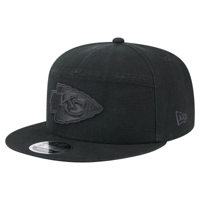 Бейсболка Kansas City Chiefs New Era Black Adventure Canvas Split Panel 9FIFTY Snapback