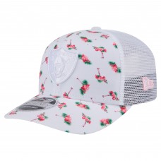 Бейсболка Las Vegas Raiders New Era White Adventure Flamingo Pattern 9SEVENTY Stretch-Snap
