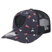 Бейсболка Las Vegas Raiders New Era Navy/Black Adventure Drinks Pattern 9SEVENTY Stretch-Snap