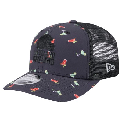 Бейсболка Cleveland Browns New Era Navy/Black Adventure Drinks Pattern 9SEVENTY Stretch-Snap
