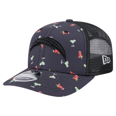 Бейсболка Los Angeles Chargers New Era Navy/Black Adventure Drinks Pattern 9SEVENTY Stretch-Snap