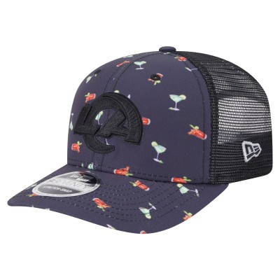Бейсболка Los Angeles Rams New Era Adventure Drinks Pattern 9SEVENTY Stretch-Snap - Navy/Black