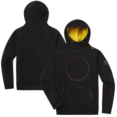 Unisex UNRL x Pittsburgh Steelers Black 24 Crossover Pullover Hoodie