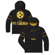 Unisex Pittsburgh Steelers UNRL Black Half-Zip Track Jacket