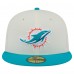 Бейсболка Miami Dolphins New Era Cream/Aqua Main 59FIFTY Fitted