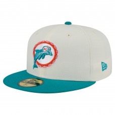 Бейсболка Miami Dolphins New Era Cream/Aqua Main 59FIFTY Fitted