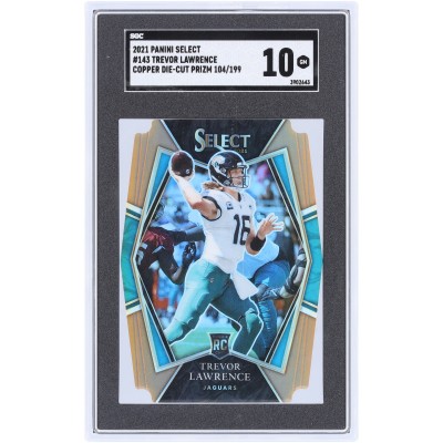 Trevor Lawrence Jacksonville Jaguars 2021 Panini Select Copper Die Cut #143 #104/199 SGC Authenticated 10 Rookie Card