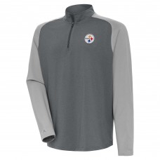 Pittsburgh Steelers Antigua Heather Charcoal/Gray Dauntless Quarter-Zip Top