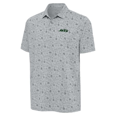New York Jets Antigua Heather Gray Relentless Polo