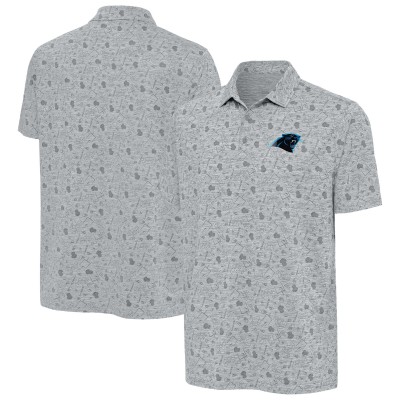 Carolina Panthers Antigua Heather Gray Relentless Polo