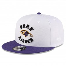Бейсболка Baltimore Ravens New Era Born x Raised White/Purple 9FIFTY Snapback