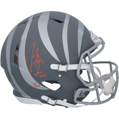 Joe Burrow Cincinnati Bengals Autographed Fanatics Authentic Riddell Slate Speed Authentic Helmet with Who Dey Inscription - Limited Edition of 24