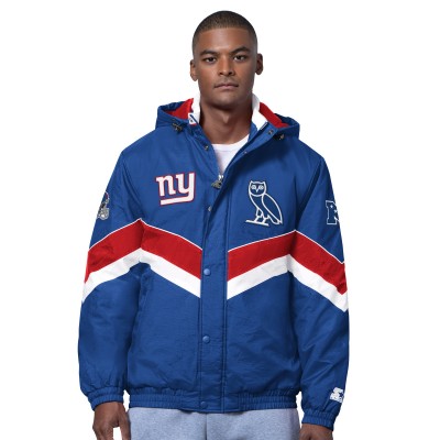 New York Giants OVO x Starter Royal Sideline Full-Snap Puffer Jacket