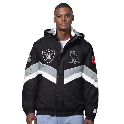 Las Vegas Raiders OVO x Starter Black Sideline Full-Snap Puffer Jacket