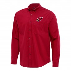 Arizona Cardinals Antigua Cardinal Flight Woven Tri-Blend Long Sleeve Button-Down Shirt