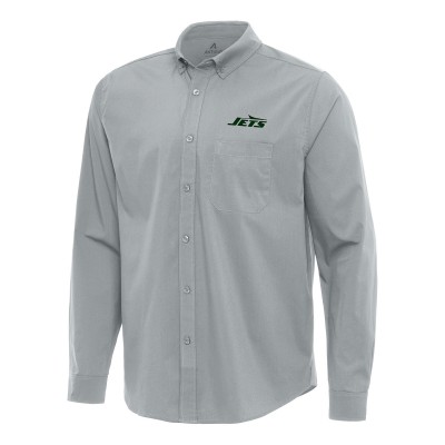 Рубашка New York Jets Antigua Flight Woven Tri-Blend - Gray