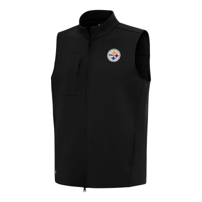 Pittsburgh Steelers Antigua Black Demand Full-Zip Vest