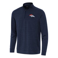 Denver Broncos Antigua Heather Navy Bright Quarter-Zip Top