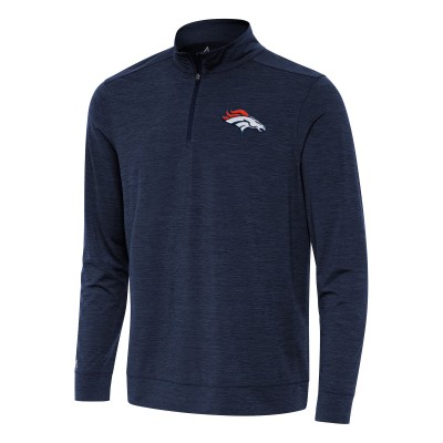 Denver Broncos Antigua Heather Navy Bright Quarter-Zip Top