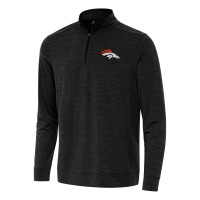 Denver Broncos Antigua Heather Black Bright Quarter-Zip Top