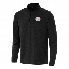 Pittsburgh Steelers Antigua Heather Black Bright Quarter-Zip Top