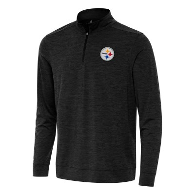 Pittsburgh Steelers Antigua Heather Black Bright Quarter-Zip Top
