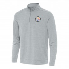Кофта на короткой молнии Pittsburgh Steelers Antigua Bright - Heather Gray